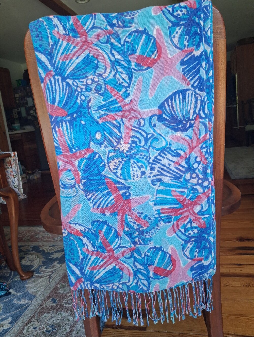 Lilly Pulitzer Murfee Scarf "She She Shells" Silk/cashmere NWOT
